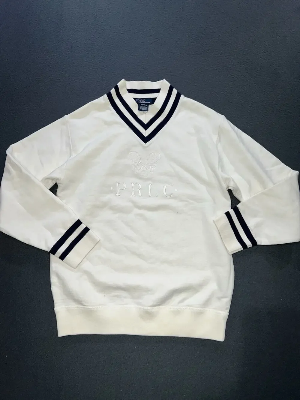 Polo Ralph Lauren Cotton Preppy V -Neck Tennis Sweater sz 12/14 A010333